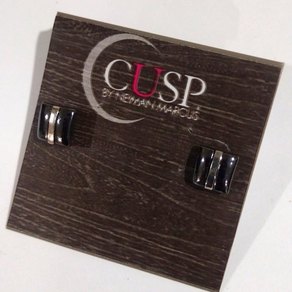 Elegant Women's Black and Silver Accent Stud Earrings - CUSP by Neiman Marcus - Picture 3 of 12